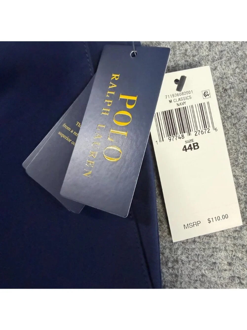Polo Ralph Lauren Mens Navy Classic Fit Chino Shorts Size 44B Cotton Blend MSRP